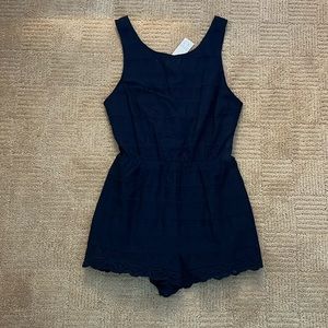 Navy Eyelet Romper